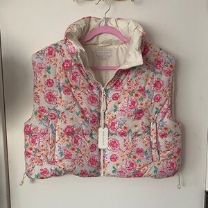 Simply Southern Floral Puffer Vest - Pink and Cream NWT!